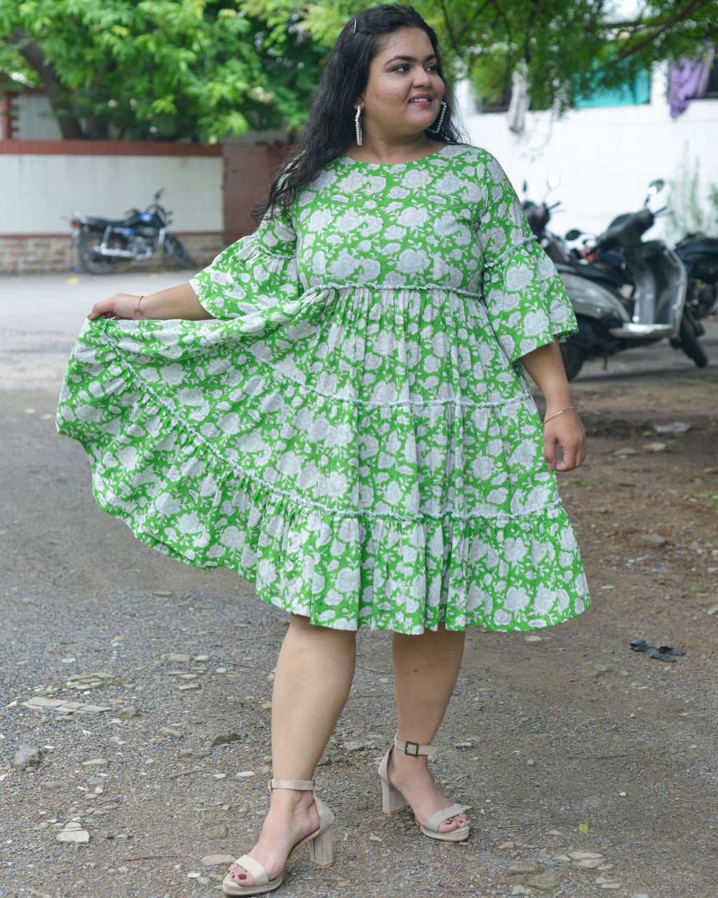 Pistachio Green Floral Plus Size Dress