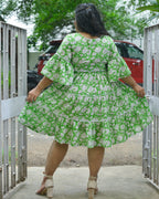 Pistachio Green Floral Plus Size Dress