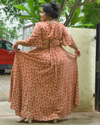 Red Aztec Slit Kirtle Plus Size Dress