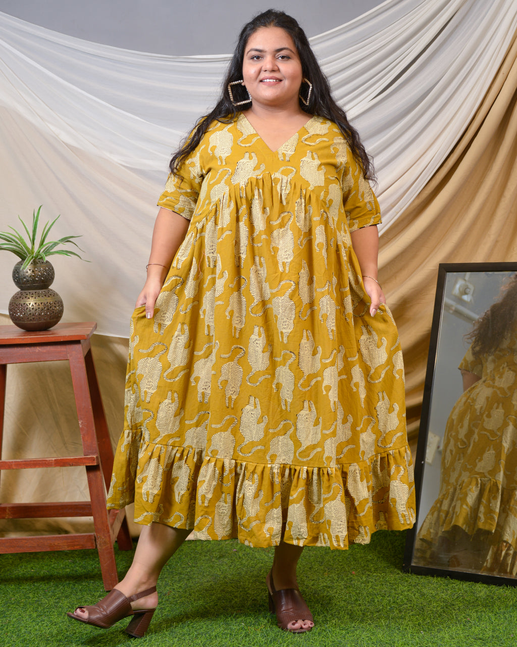 Mustard Kitty Lisa Plus Size Dress