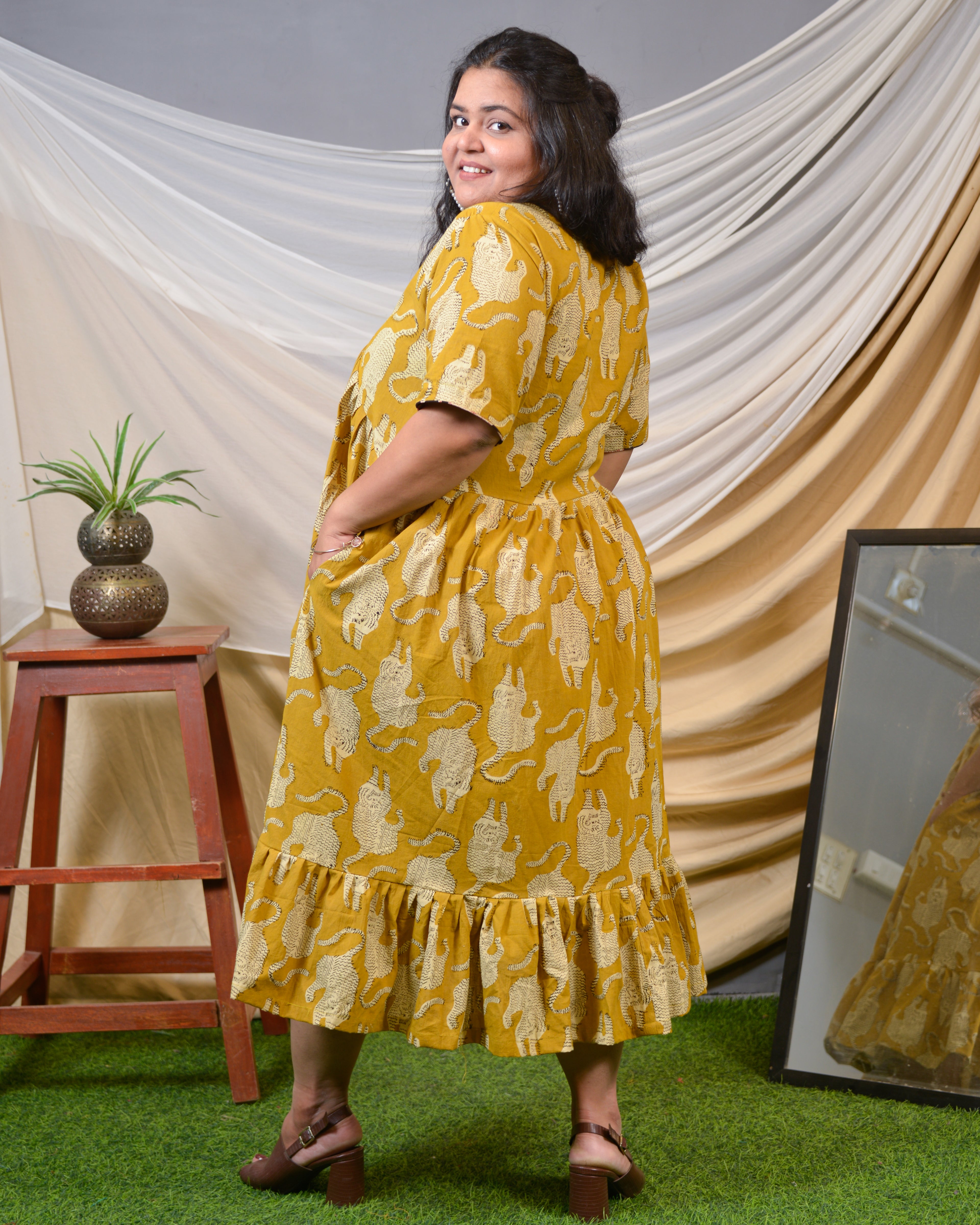Mustard Kitty Lisa Plus Size Dress