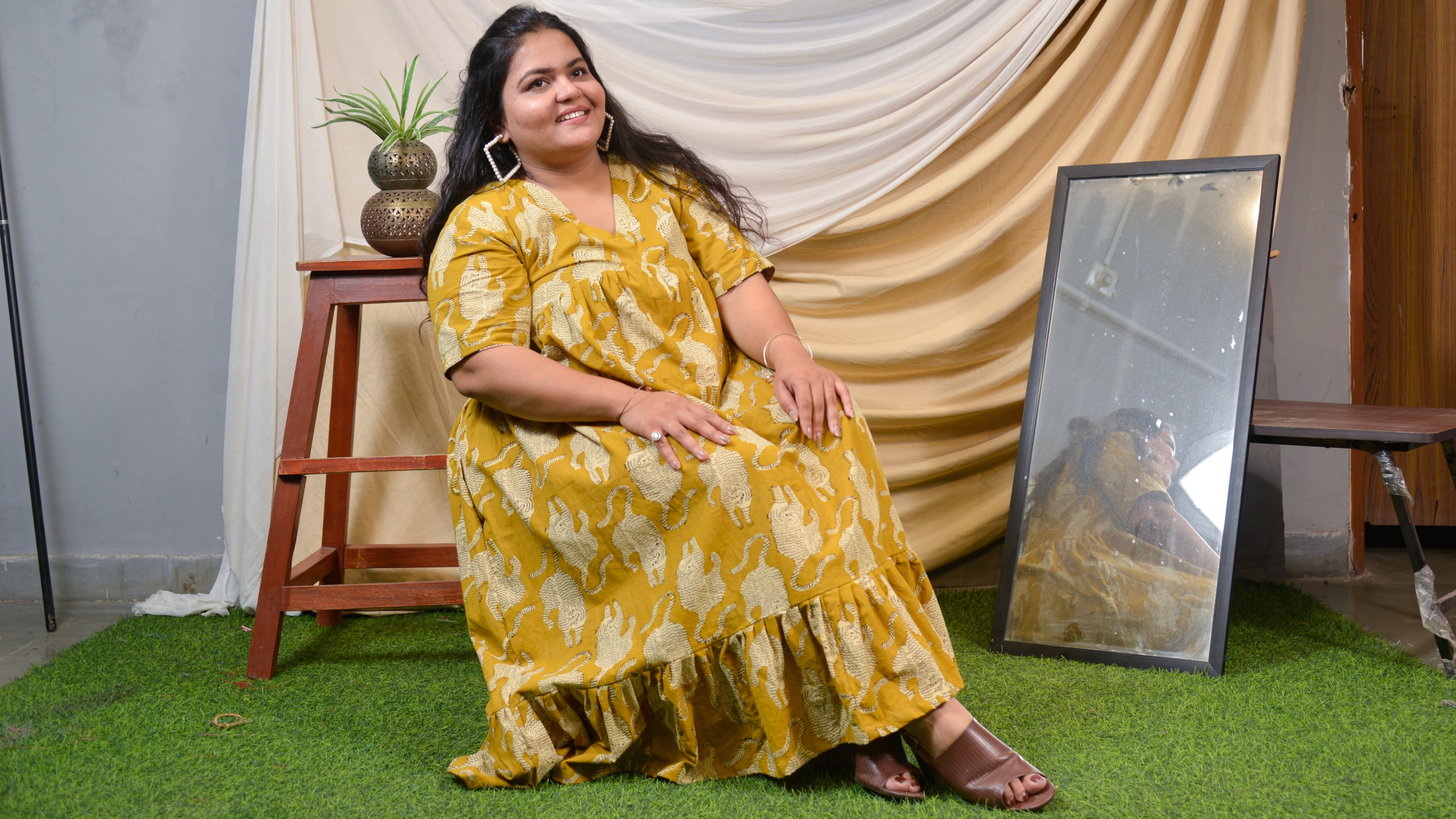 Mustard Kitty Lisa Plus Size Dress