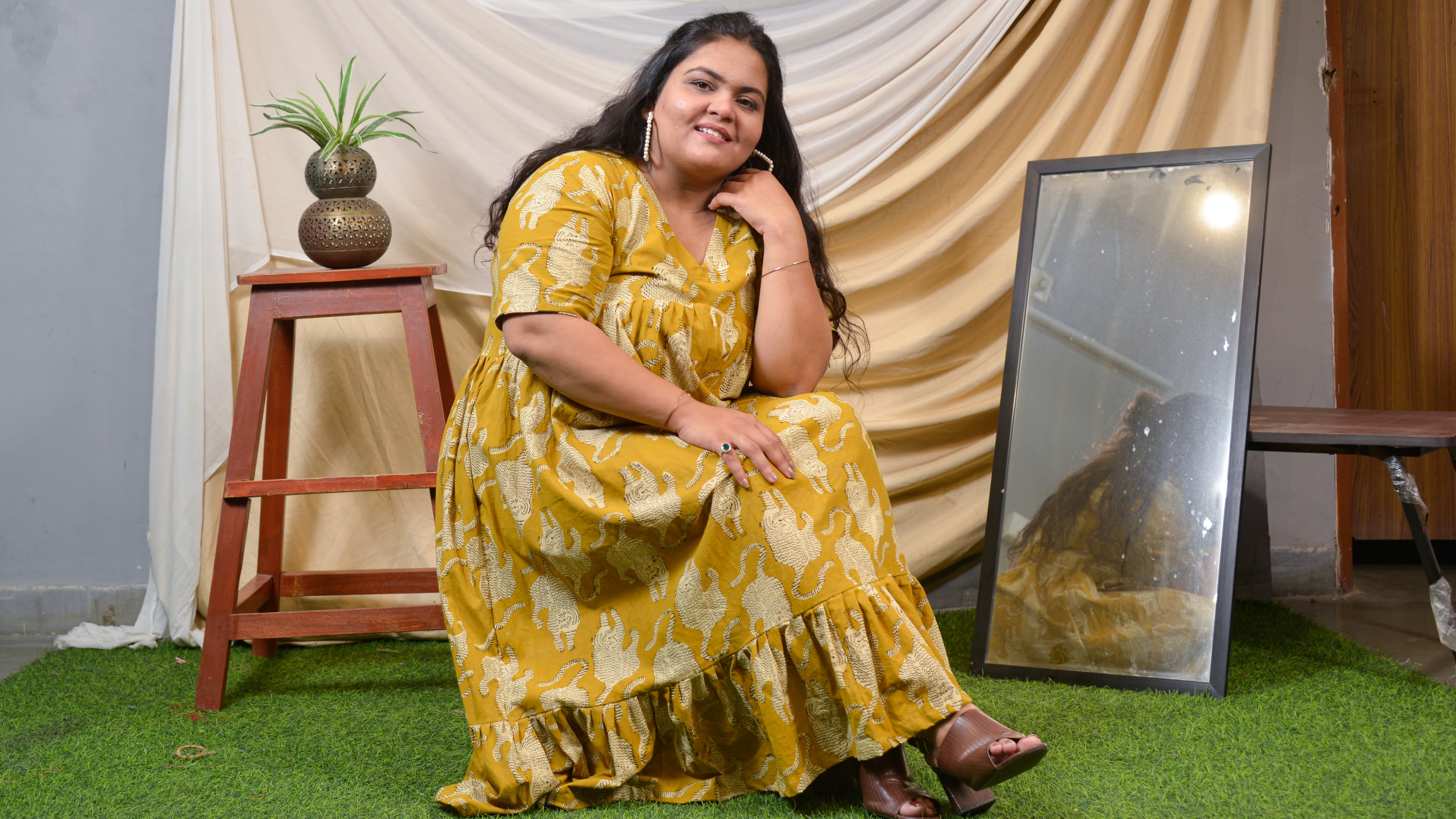 Mustard Kitty Lisa Plus Size Dress