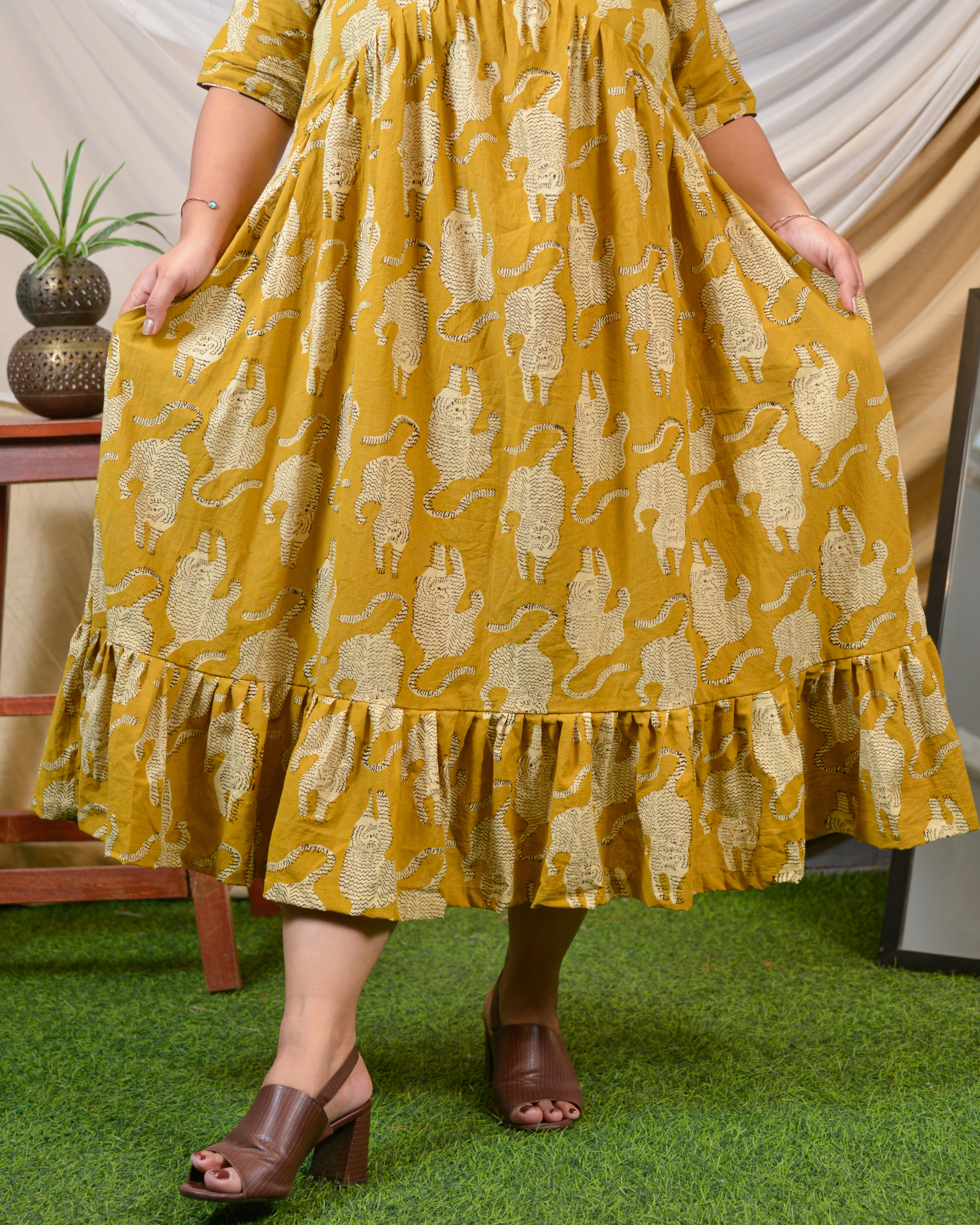 Mustard Kitty Lisa Plus Size Dress