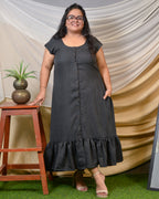 Grey Checkered Plus Size Dress