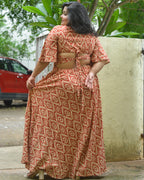 Red Aztec Slit Kirtle Plus Size Dress