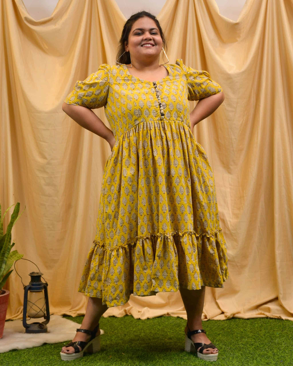Leafing Yellow Plus Size Dress