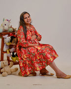 Red Bird Short Maternity Dress