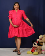 Starry Hot Pink Short Maternity Dress