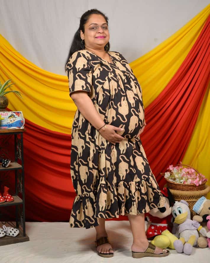 Black Lisa Midi Maternity Dress