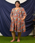 Crimson Blue Floral Short Maternity Dress