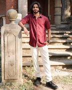Maroon Checkered Striped Shirt