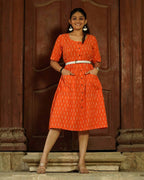 Orange Punch Nursing Dress with Belt