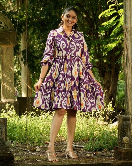 Purple Lisa Frill Collared Dress