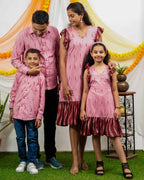 Pink Peacock Frill Family Set