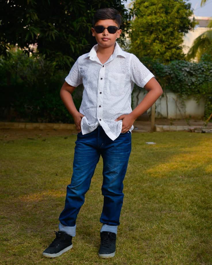 White Cutwork Kids Shirt