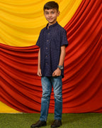 Ink Blue Cutwork Kids Shirt