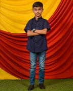 Ink Blue Cutwork Kids Shirt