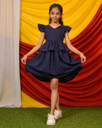 Ink Blue Cutwork Kids Dress