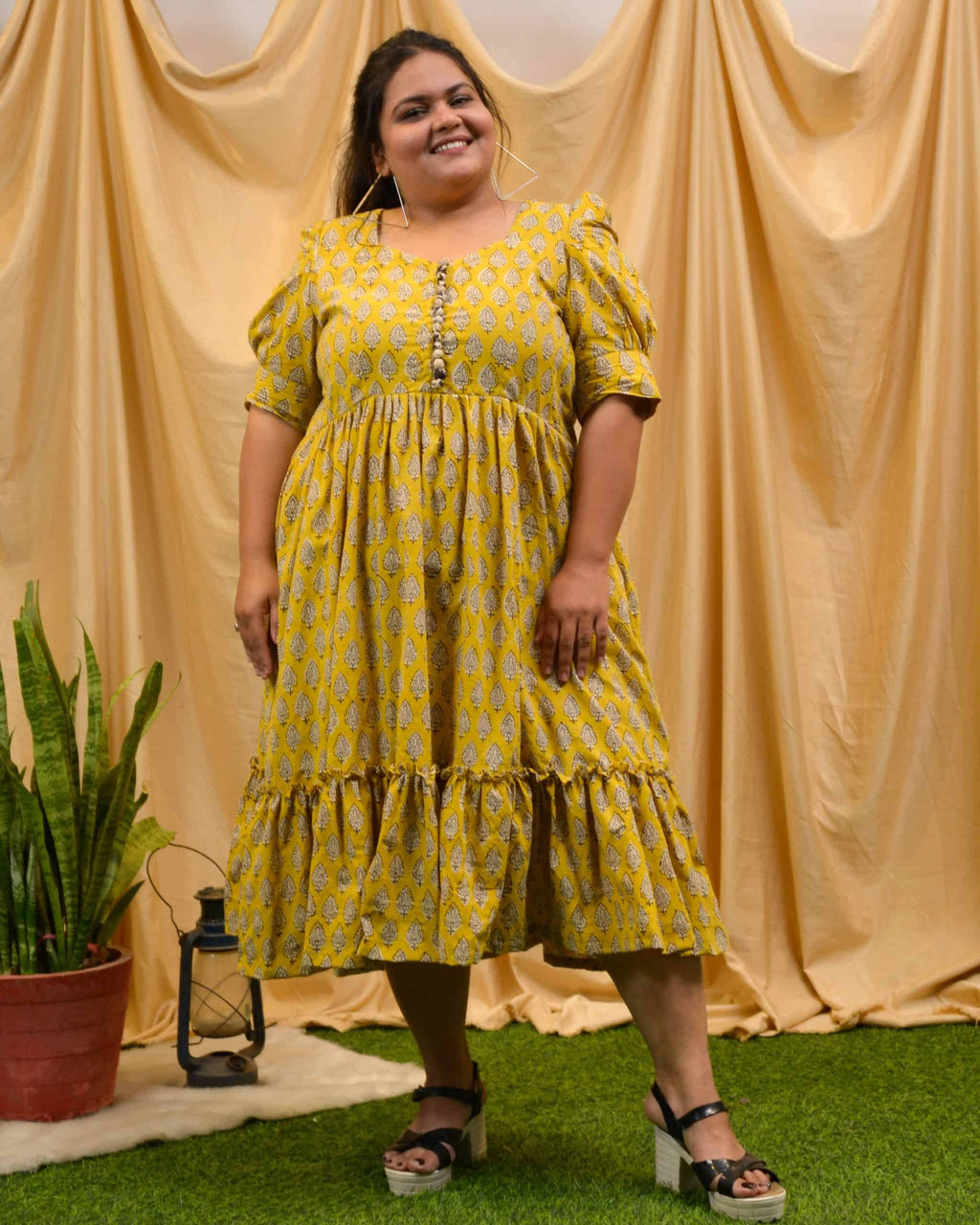 Leafing Yellow Plus Size Dress