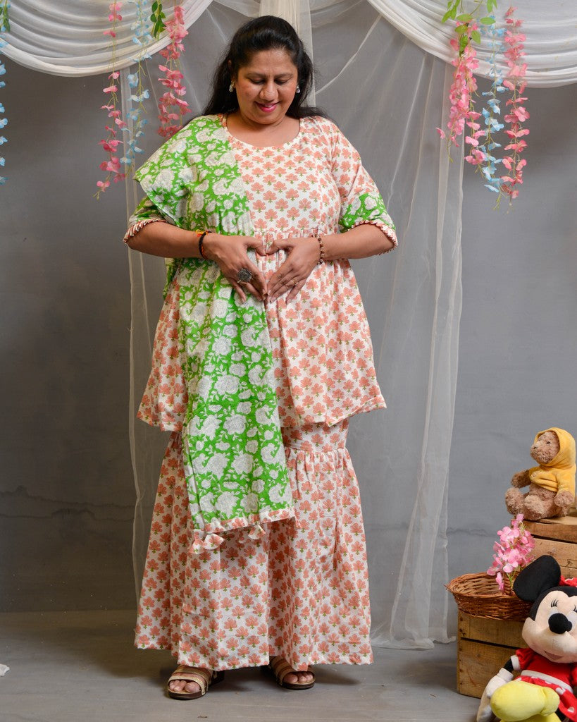 Swan White Sharara Maternity Set