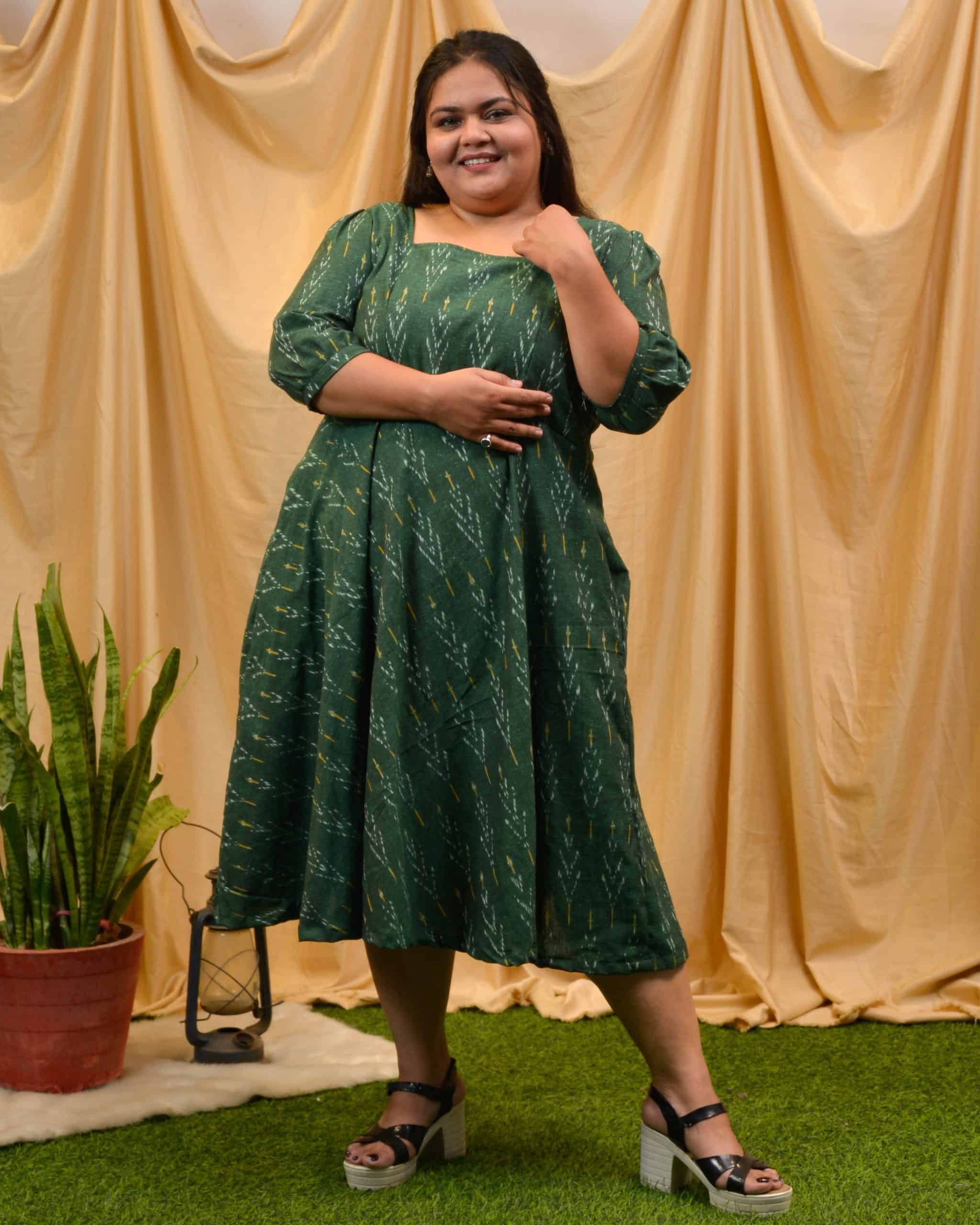 Fern Green Ikat Plus Size Dress