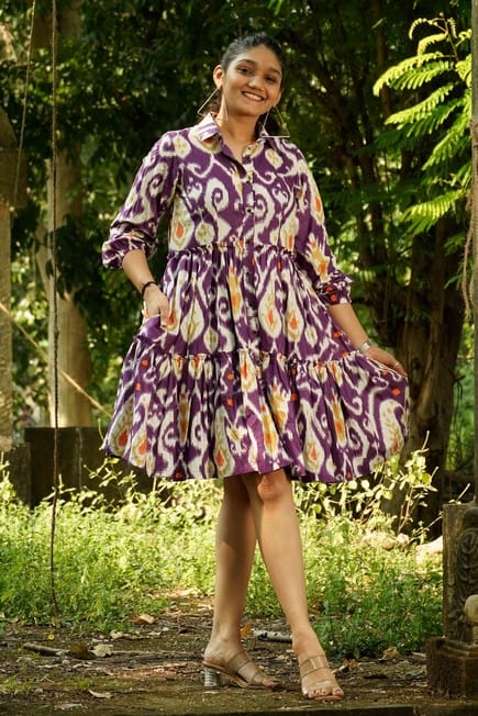 Purple Lisa Frill Collared Dress