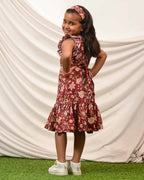 Maroon Lily Frill Kids Dress