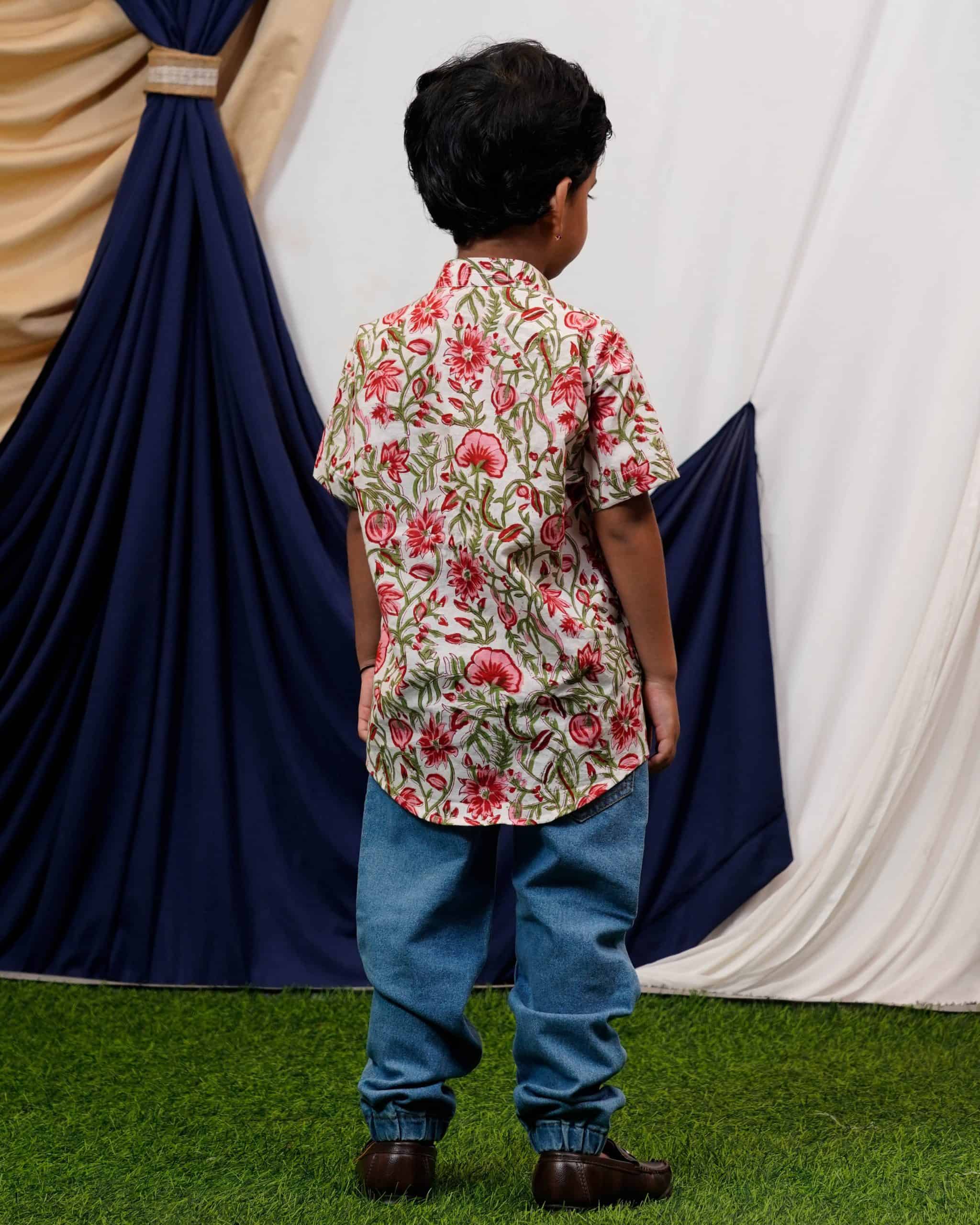 Pink Floral Kids Shirt