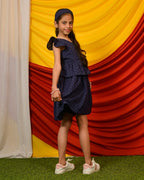 Ink Blue Cutwork Kids Dress