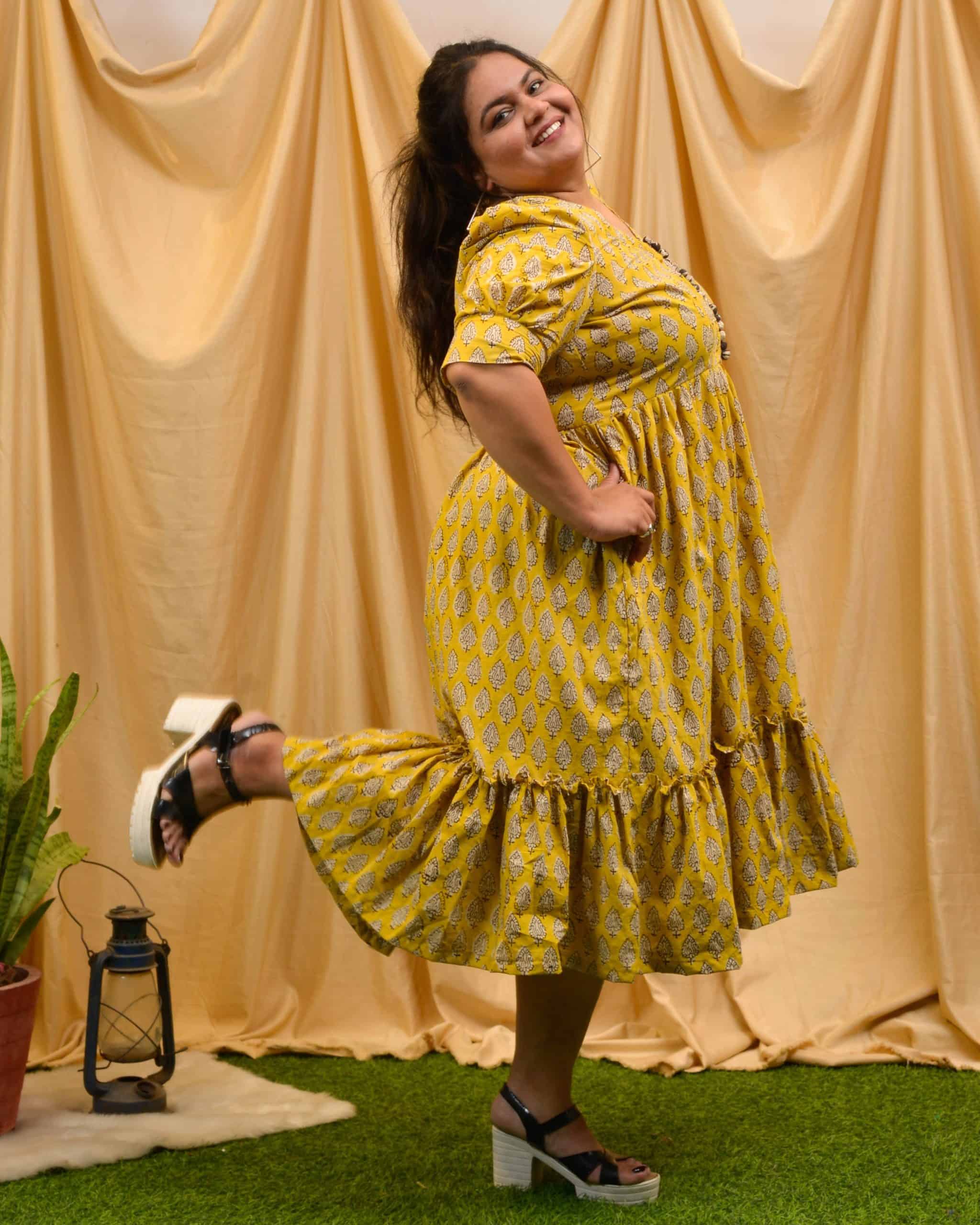 Leafing Yellow Plus Size Dress