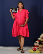 Starry Hot Pink Short Maternity Dress