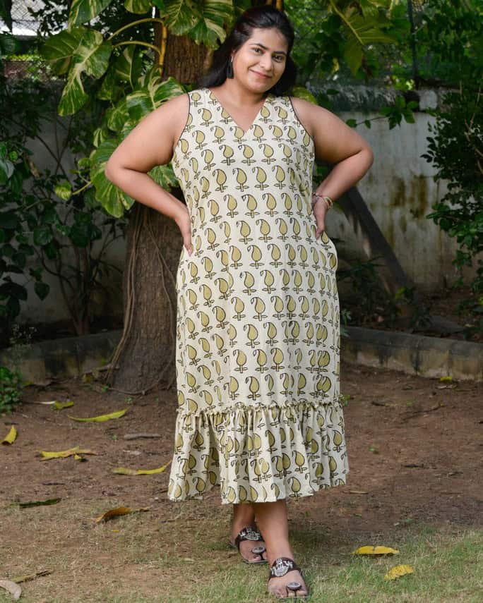 Green Mango Long Frill Dress
