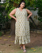 Green Mango Long Frill Dress
