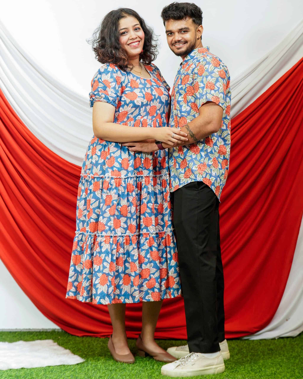 Blooming Vine Tiered Dress Couple Set