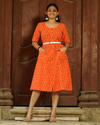 Orange Punch Dress with Belt