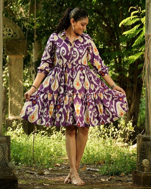 Purple Lisa Frill Collared Dress