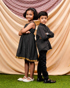Black Kantha Mother Kids Twinning