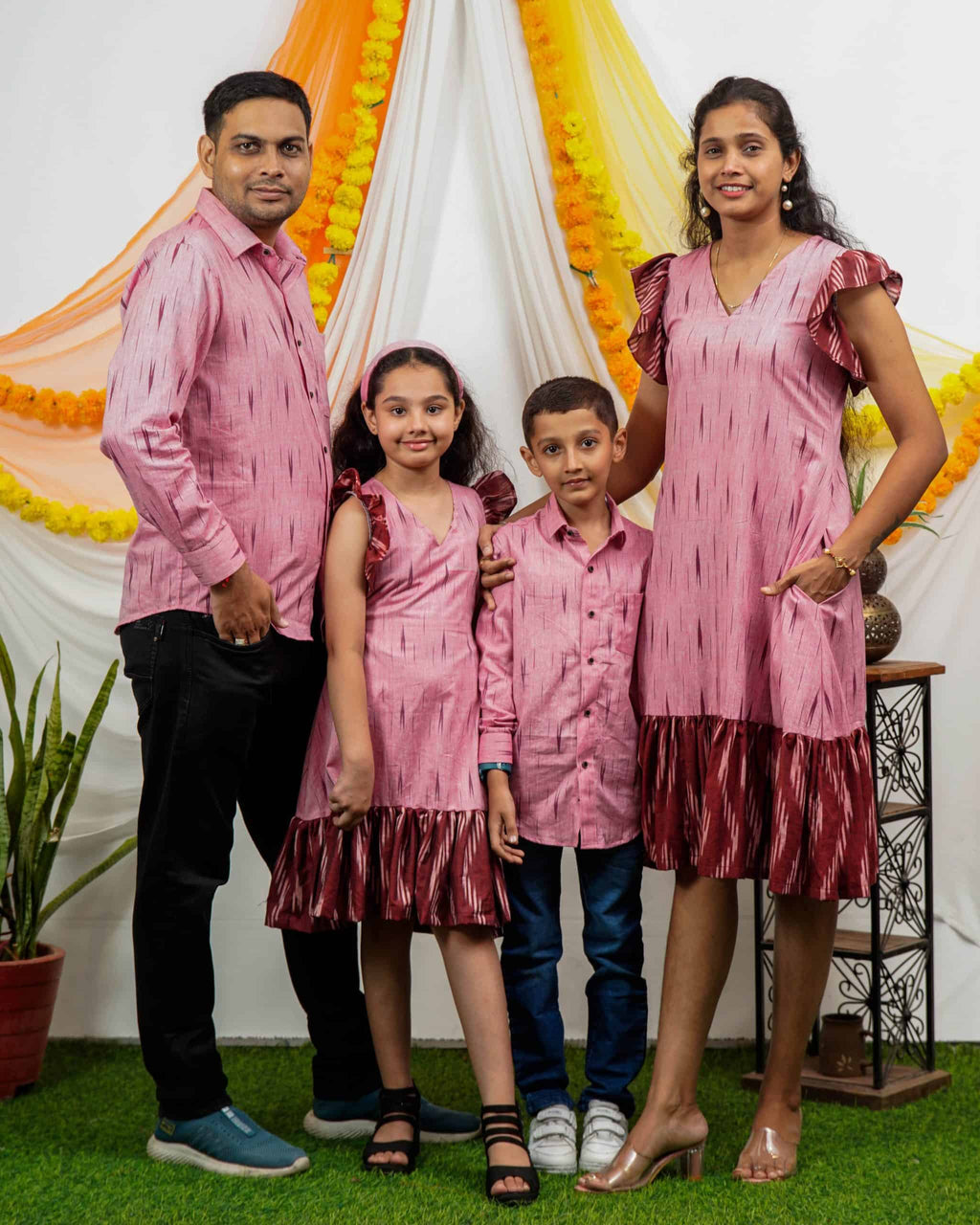 Pink Peacock Frill Family Set