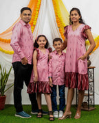 Pink Peacock Frill Family Set