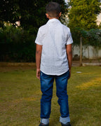 White Cutwork Kids Shirt