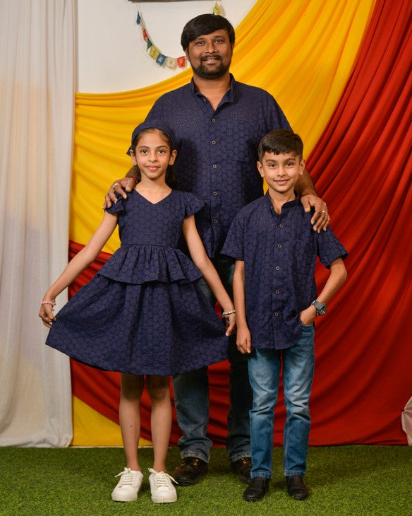 Ink Blue Cutwork Father Kid Twining Secondary image