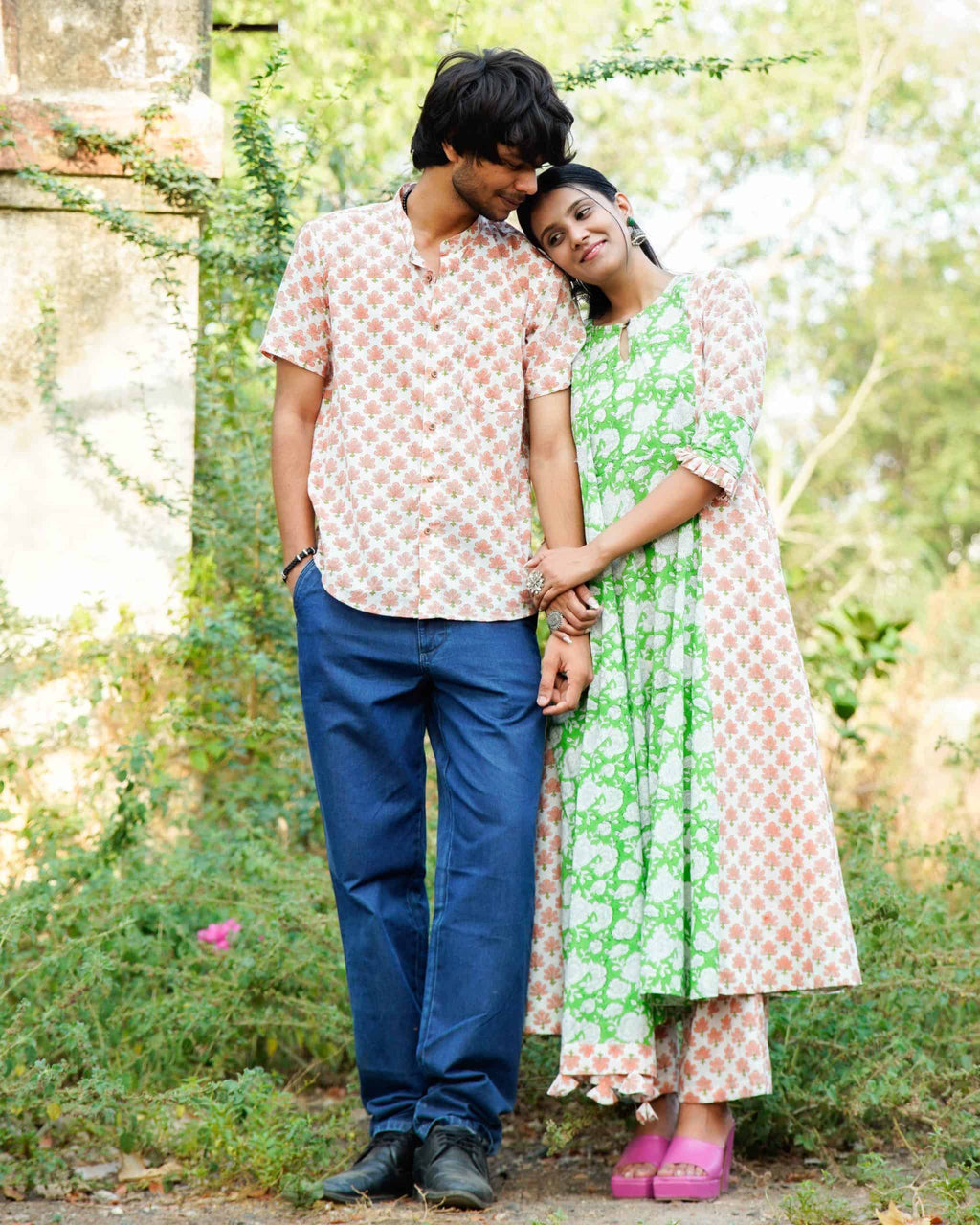 Swan White Anarkali Couple Set