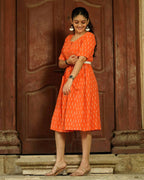 Orange Punch Nursing Dress with Belt