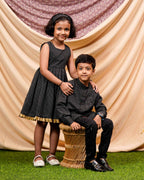 Black Kantha Mother Kids Twinning