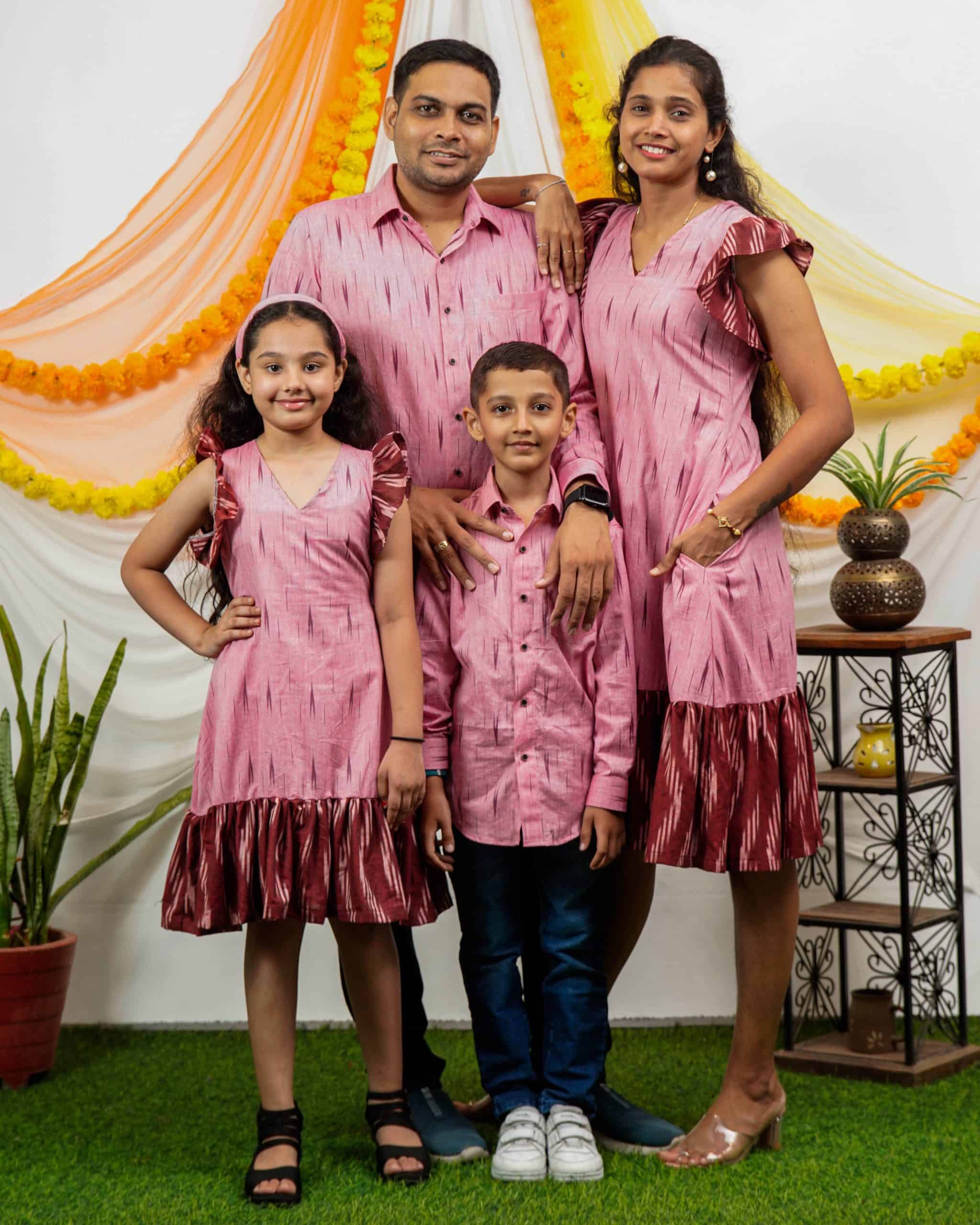 Pink Peacock Frill Family Set