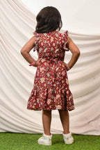 Maroon Lily Frill Kids Dress