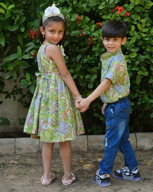 Mint Green Starry Short Mom Kid Twinning
