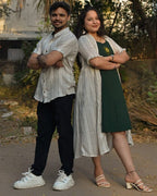 Green Mirror Dress with Shrug Family Set