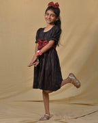 Black Diverting Threads Kids Dress